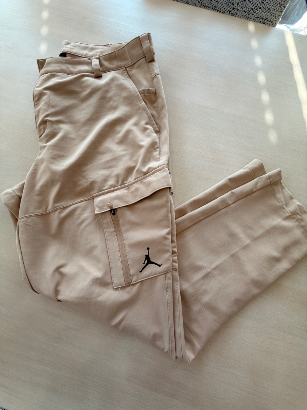 Jordan Men's Tan Cargo Chinos with Zip Pocket - W35 L32